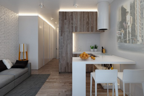 thiết kế nhà, nội thất, sàn gỗ, căn hộ 47m2, bài trí căn hộ
