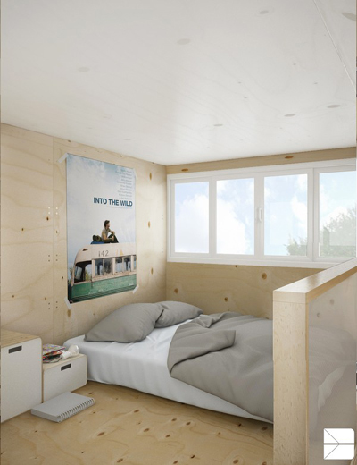 nhà gỗ siêu nhỏ, căn hộ cho người độc thân, nhà ốp gỗ, không gian sống