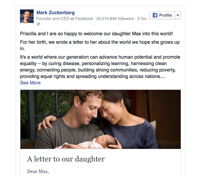 Ông chủ Facebook, con gái Mark