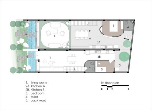 mặt bằng tầng 1 nhà phố 3 tầng 200m2