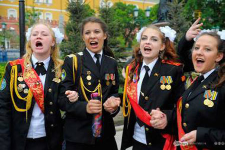 nữ sinh, tốt nghiệp, Nga, xinh đẹp, quân đội