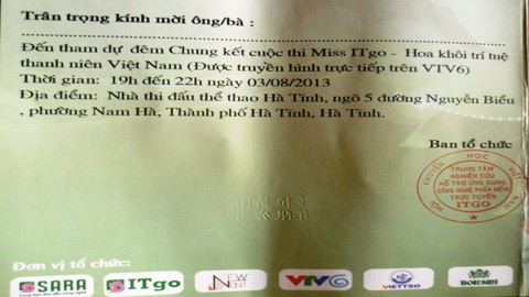 Hoa khôi trí tuệ Việt Nam 2013, chữ Trung Quốc, bán vé
