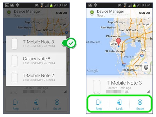 tìm thiết bị bị mất, Android, Device Manager, quản lý