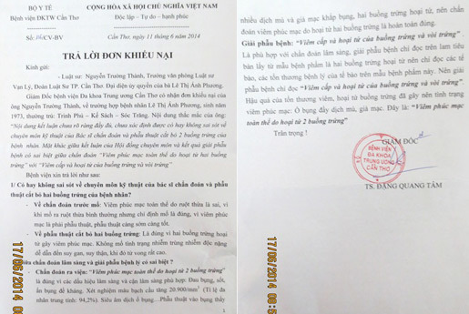 ‘mổ ruột thừa, cắt buồng trứng, luật sư, bác bỏ, BVĐK Cần Thơ ‘mổ ruột thừa, cắt buồng trứng, luật sư, bác bỏ, BVĐK Cần Thơ
