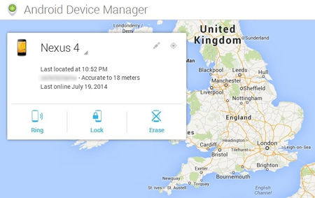smartphone bị  mất, Android, Android Device Manager