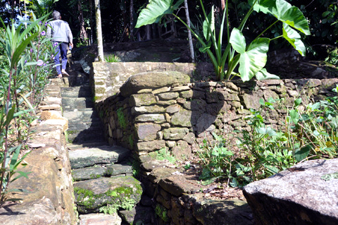 Lão nông Nguyễn Đình Hoan vẫn ngày đêm cần mẫn tiếp tục xây dựng những bức tường thành bằng đá trong khu vườn nhà cổ của mình