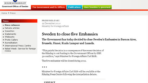 Việt Nam tiếc vì Thụy Điển đóng cửa Đại sứ quán