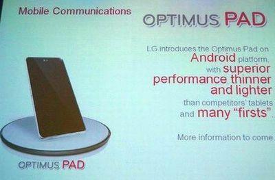 LG công bố cấu hình Optimus Pad và Optimus 3D