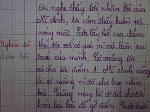 Bé lớp 5 với bài văn nhận lỗi gian lận
