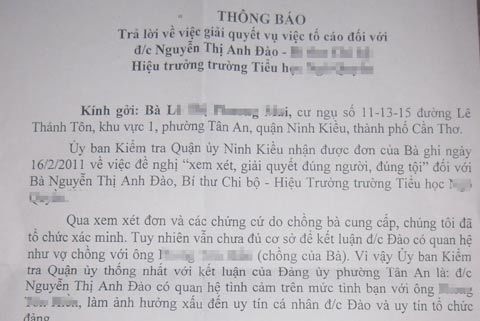 Hiệu trưởng bị tố 'quan hệ' với phụ huynh HS