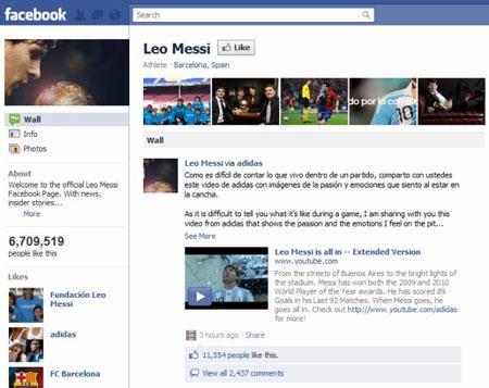 Messi “quyến rũ” hàng triệu fans trên Facebook
