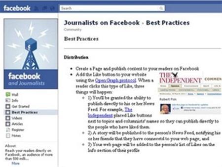Facebook giới thiệu trang dành cho các phóng viên