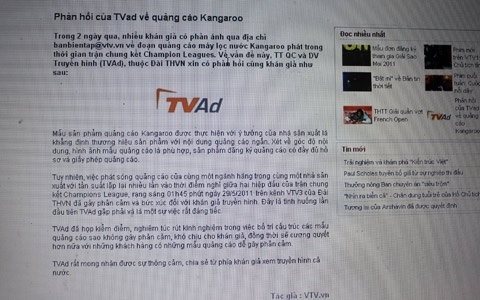 VTV cáo lỗi về 'máy lọc nước hàng đầu VN'