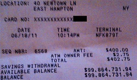 Thực hư biên lai ATM có số dư 100 triệu USD