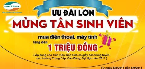 Hệ thống siêu thị Viettel ưu đãi lớn mừng tân sinh viên