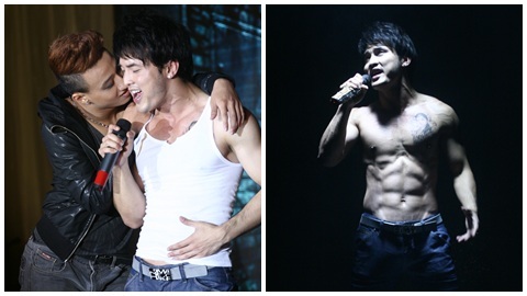 Ưng Hoàng Phúc lột áo khoe cơ bắp, tình tứ bên vũ công nam