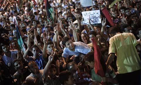Cảnh ăn mừng tại thủ đô Libya