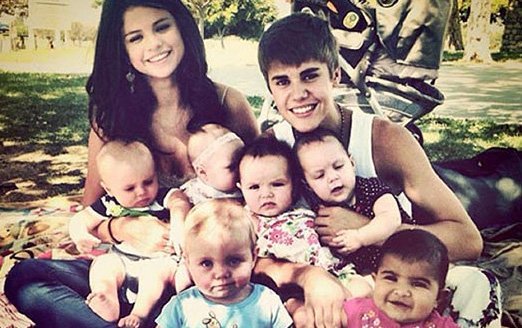 Selena Gomez và Justin Bieber chụp ảnh nhái