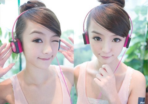 Hotgirl xinh tươi với tai nghe sành điệu