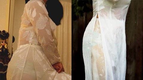 Nữ sinh khoe thân qua áo dài siêu mỏng
