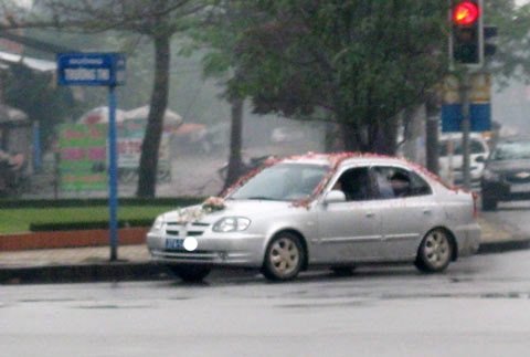 Xe biển xanh thành xe cô dâu giữa thành Vinh