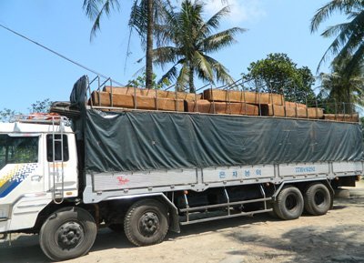 Tạm giữ 100 khối gỗ bất minh đang chất lên tàu