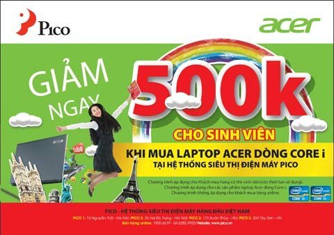 Pico giảm giá đặc biệt cho sinh viên mua laptop