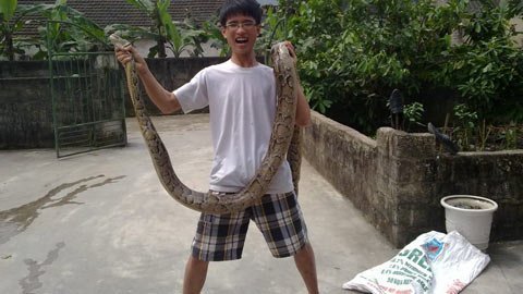 Hãi hùng nam sinh tay không bắt trăn