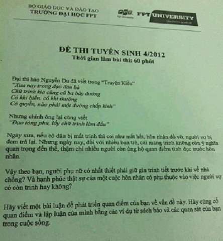 Đưa chuyện trinh tiết vào đề thi thì sao?