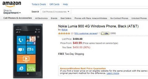 Nokia Lumia 900 rớt giá thê thảm