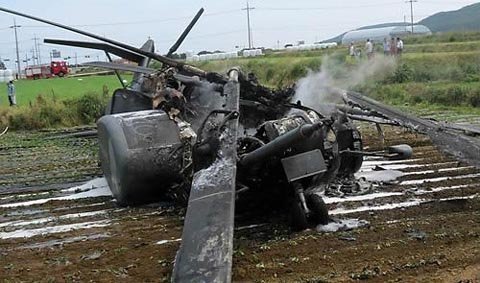 Trực thăng Mỹ bốc cháy tại Hàn Quốc