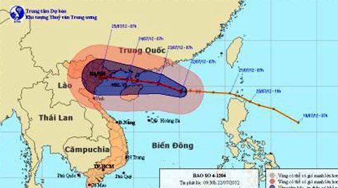 Bão số 4 giật cấp 11, hướng về Móng Cái