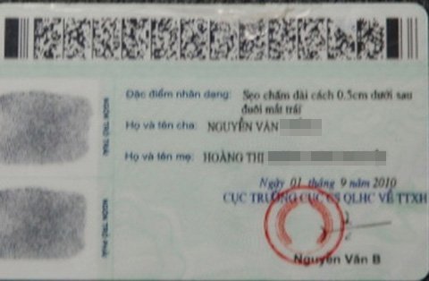 Cấp CMND mới ghi tên cha mẹ tại Hà Nội