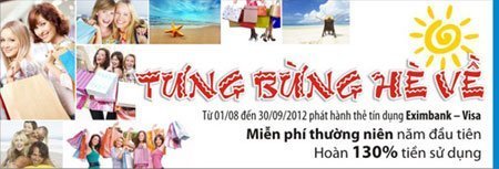Hàng loạt ưu đãi hấp dẫn với thẻ Eximbank Visa