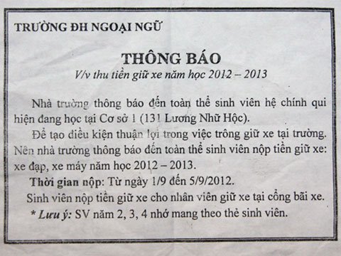 Lập thông báo 'ma' để lấy tiền sinh viên