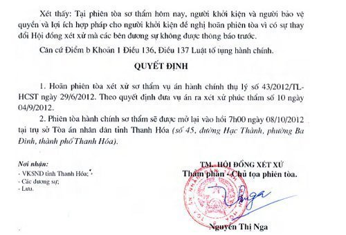 DN kiện tỉnh Thanh Hóa đòi bồi thường 38 tỷ