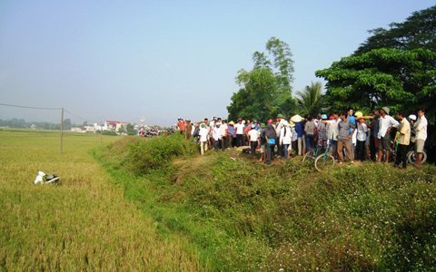 2 xác chết bất thường dưới ruộng lúa