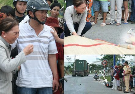 Đau lòng cảnh mẹ ôm con chết dưới gầm xe