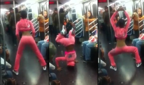 Thiếu nữ nhảy nhót loạn trên tàu