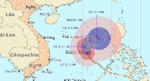 Bão số 9 đổi hướng, ngược ra biển Đông