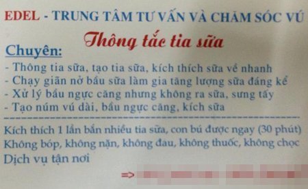 Rước họa vì tin dịch vụ chống tắc tia sữa tại nhà