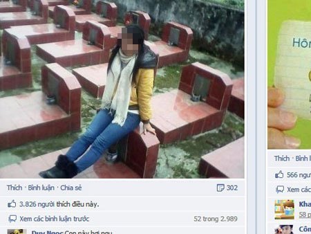 Nữ sinh tạo dáng trên mộ liệt sĩ bị 'ném đá'