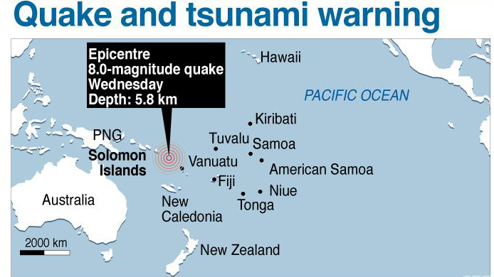 Thái Bình Dương cảnh báo sóng thần sau động đất