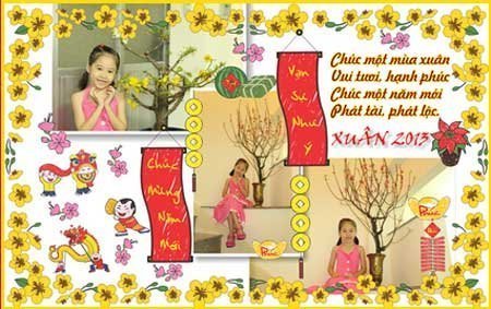 Họa sĩ “nhí” ngồi máy tính vẽ sắc Xuân