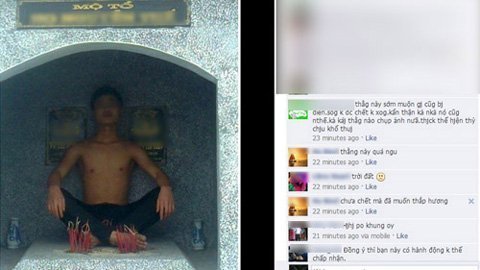 Xôn xao bức ảnh “hot boy” ngồi lên tượng Phật