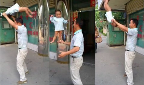 Tung hứng con 1 tuổi như đồ vật