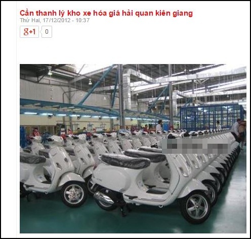 Thực hư Cục Hải quan đấu giá xe máy Lx 7 triệu