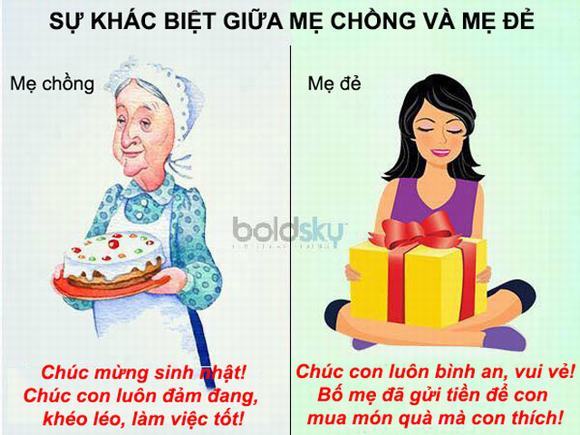 Bộ ảnh hài hước về sự khác biệt giữa mẹ chồng và mẹ đẻ