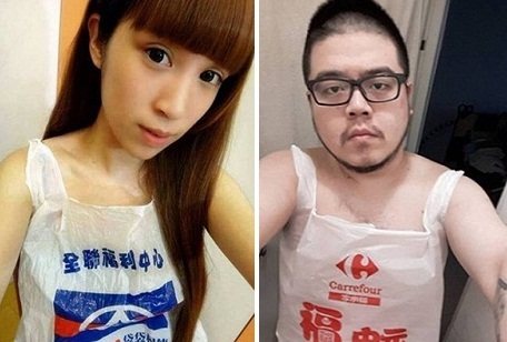 Giới trẻ Đài Loan đua nhau khoe áo tắm 'túi nilon'