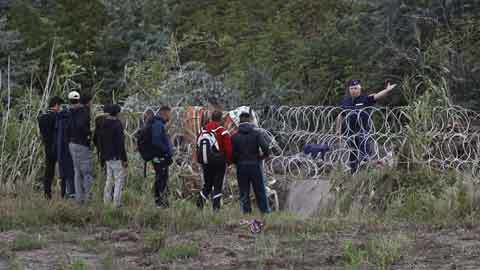 Hình ảnh hàng rào ngăn người di cư của Hungary